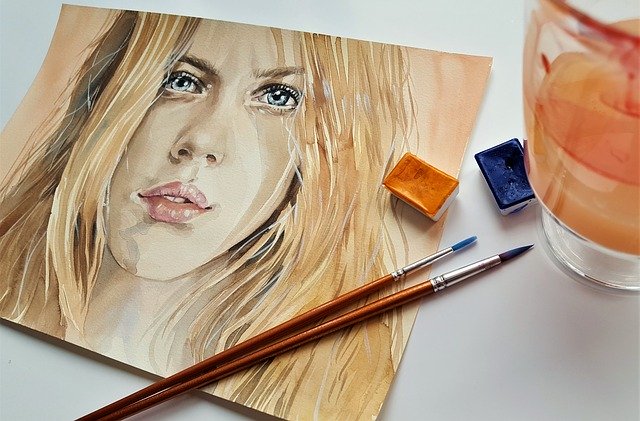 dibujo de acuarela cara de mujer